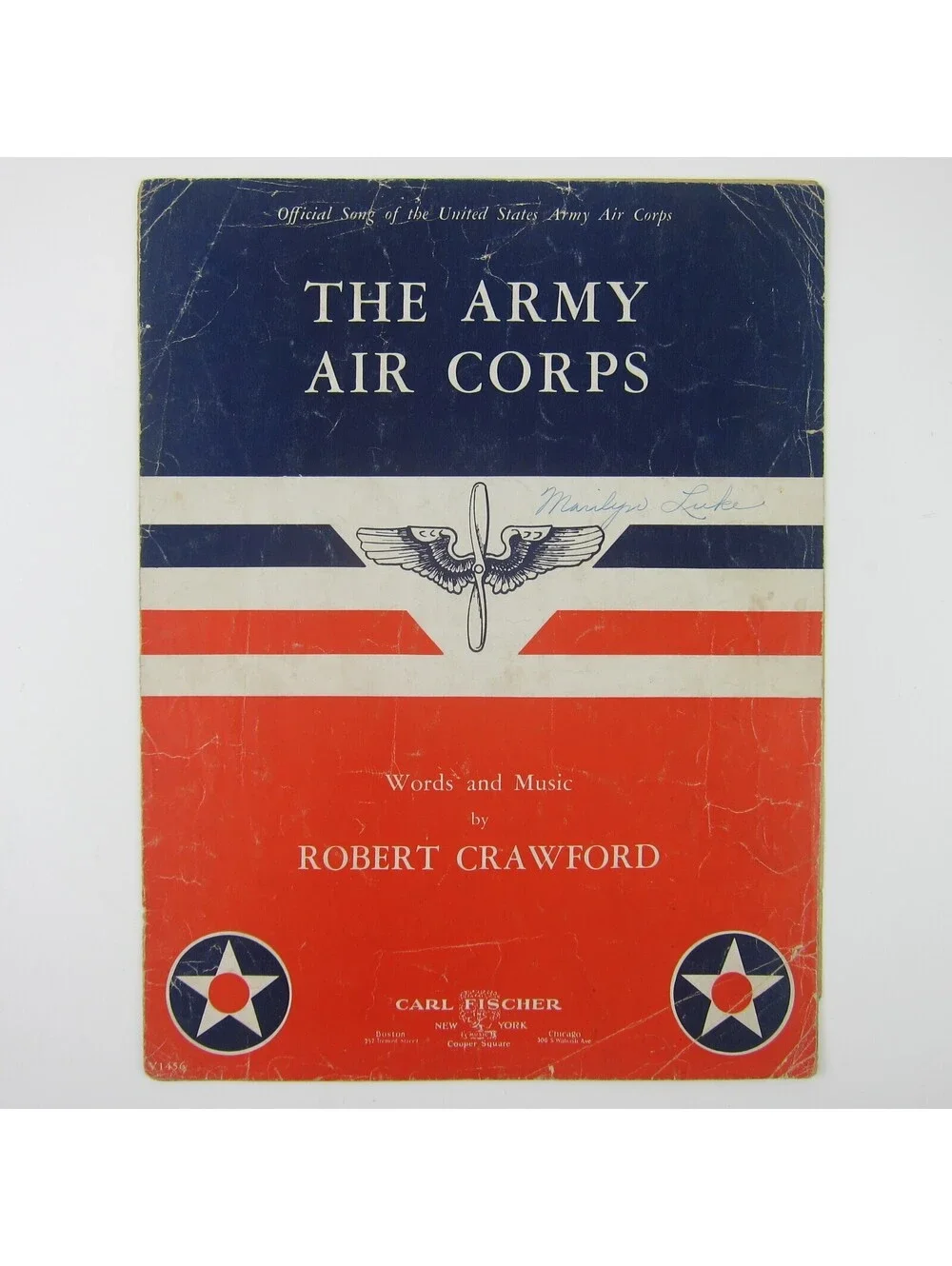 Sheet Music The Army Air Corps US Military Song Robert Crawford Vintage 1939